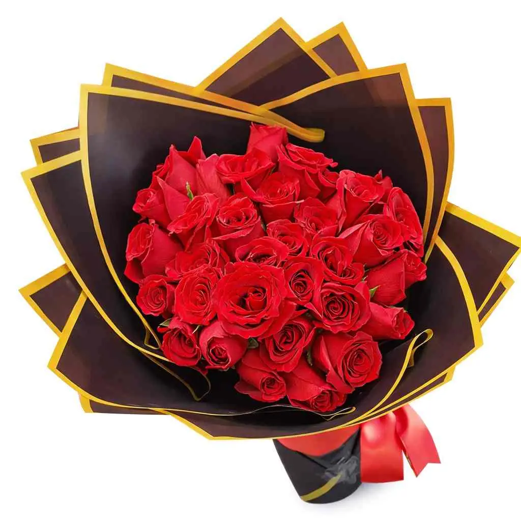 ramo buchón de rosas rojas frescas para regalo romántico delivery de flores en Lima